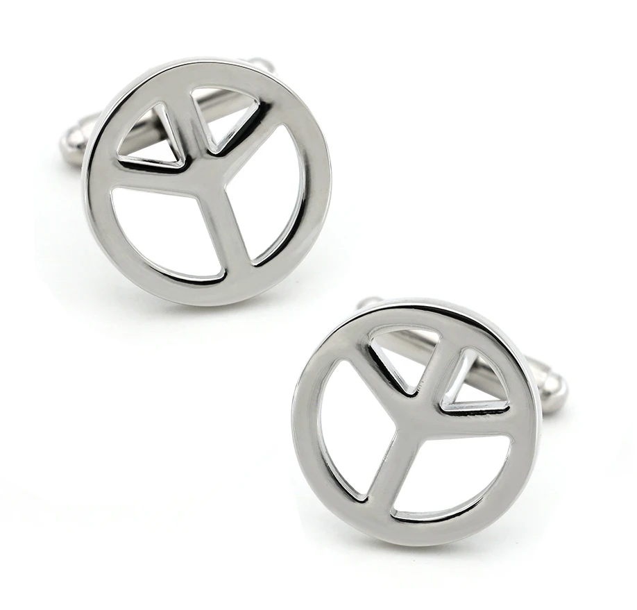 

iGame Men's Cuff Links Silver Color Brass Material The Peace Symbol Design Shirt Cufflinks Free Shipping