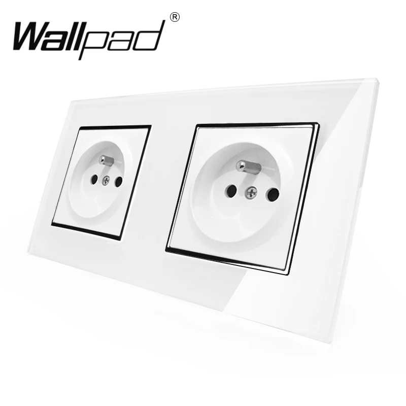 

Hot Selling CE Approved Wallpad Luxury Tempered Glass French 156*86mm Double 16A Plug French Socket with Claws Clip Mounting