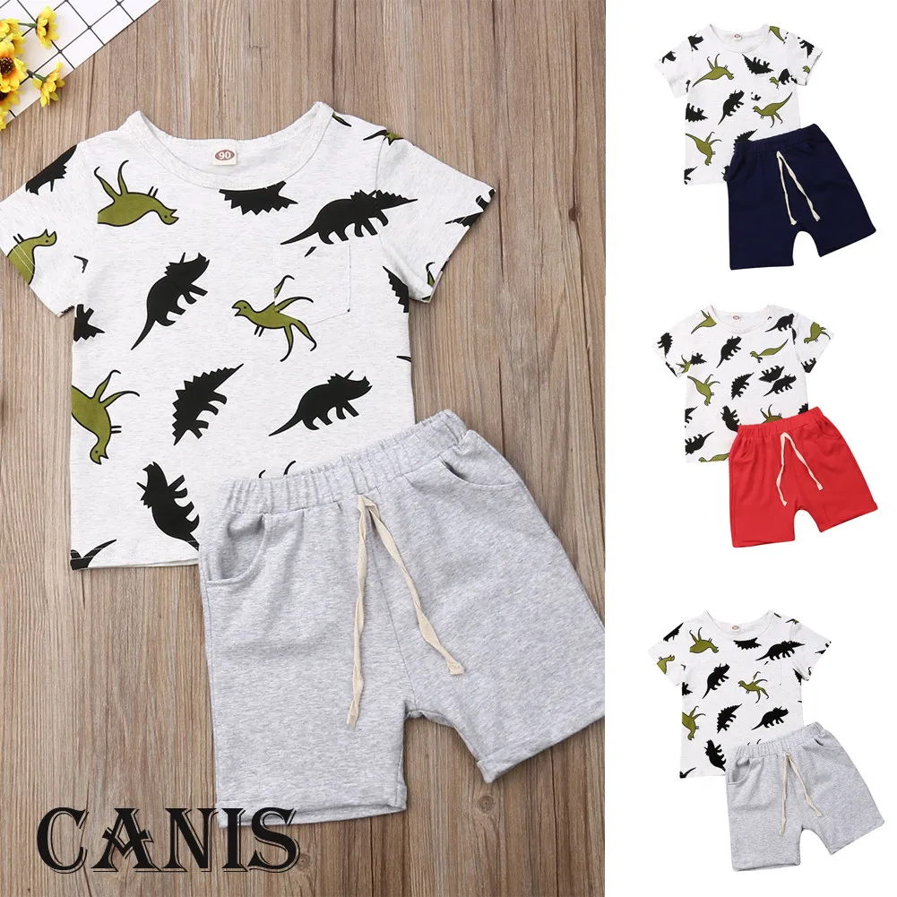 Г. Комплект одежды для маленьких мальчиков, летняя футболка с короткими рукавами и круглым вырезом с изображением динозавра топы и шорты, комплект одежды из 2 предметов