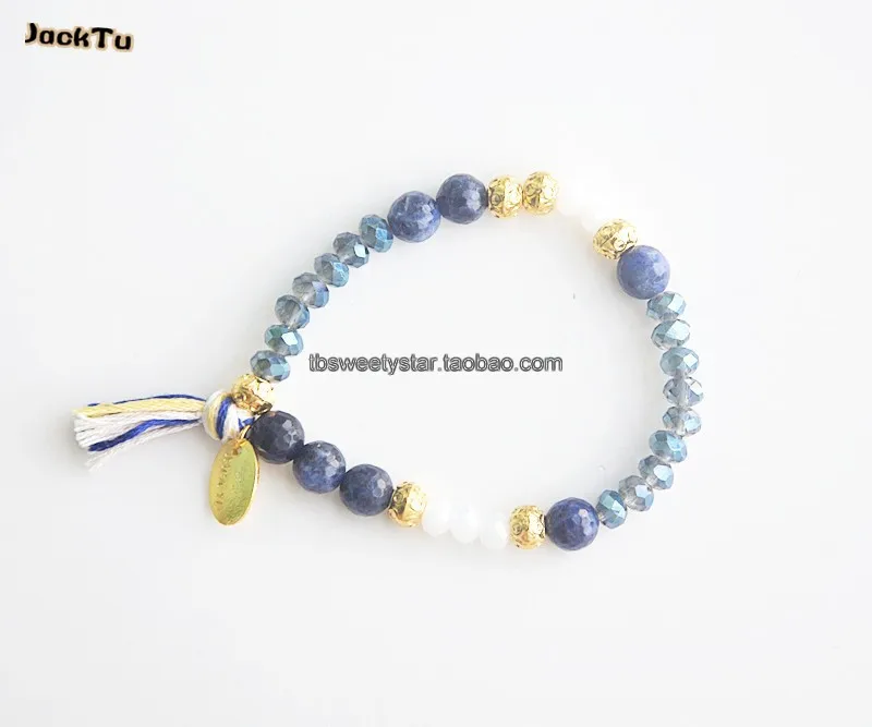 

sodalite mix crystal unisex single wrap bracelet for woman and men
