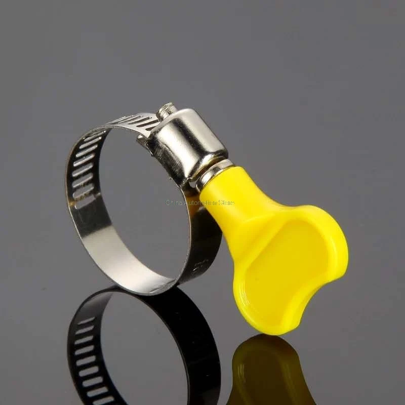 10pcs/lot Adjustable Handle Yellow Type Hose Clamps with handle,304
