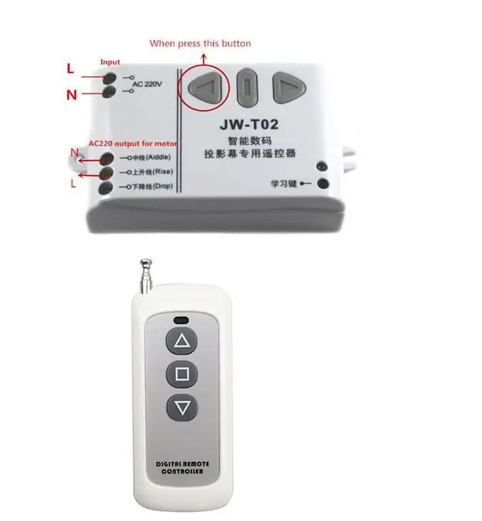 newest AC 220V Motor RF Wireless Remote Control Switch 220V UP&DOWN Remote controller Motor
