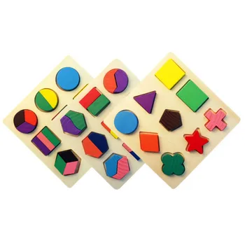

Montessori Early Learning Children's Puzzle Wooden Jigsaw Puzzle Geometric Board Intelligent Educational Toys For Kids M1