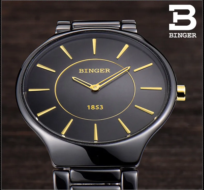 Натуральная Элитный бренд мужские часы керамика для женщин Кварц Таблица Бингер тонкий и стильный для пары часы мужской женский Бе
