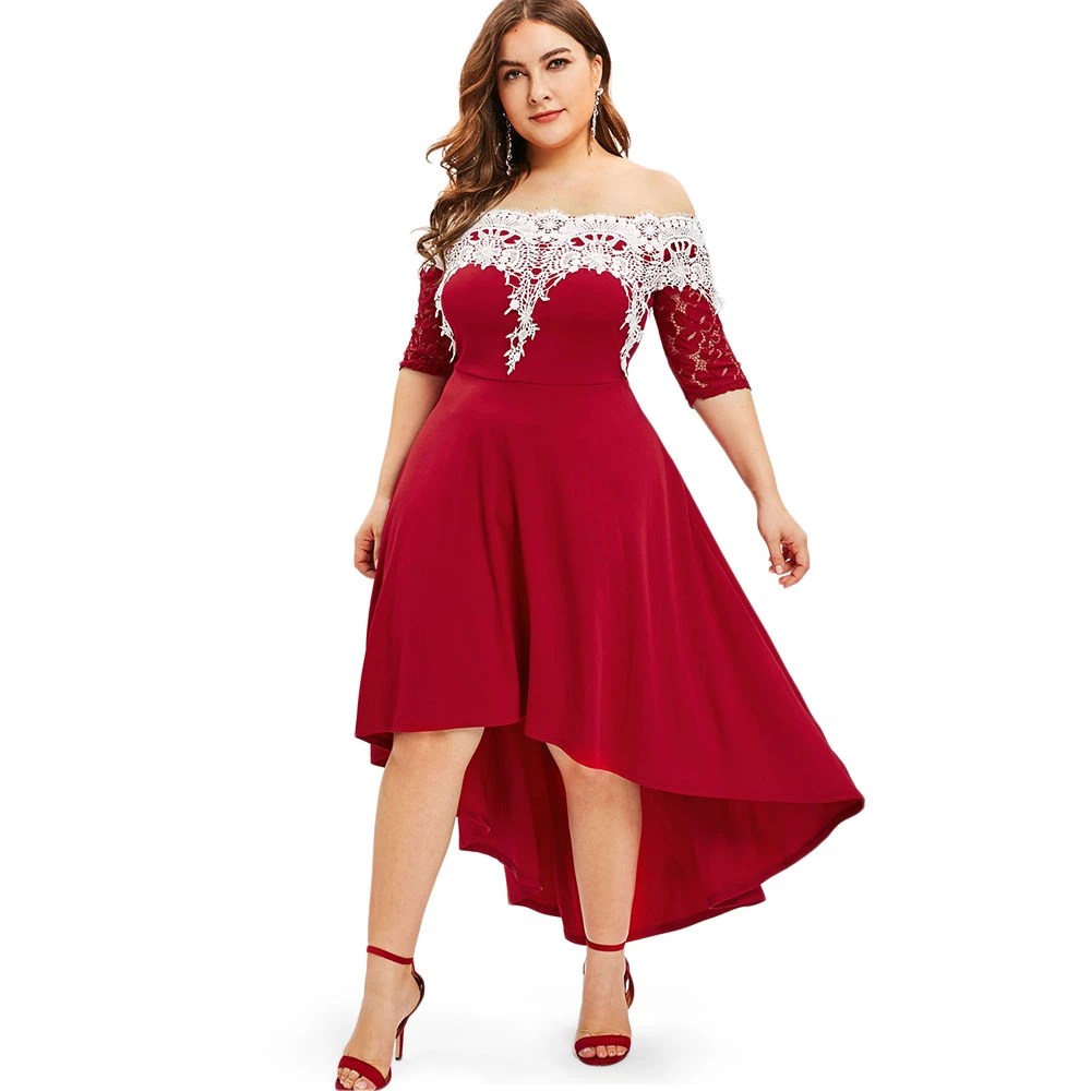 Rosegal Lace Panel Plus Size High Low 