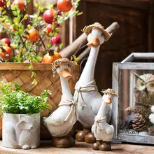 Креативная утка в соломенной шляпе и обуви Статуэтка домашний декор украшения комнаты предметы офиса животных полимерные фигурки