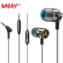 Whay наушники с микрофоном, дополнительные басы, наушники для htc, huawei, sony, Xiaomi Redmi, телефона, ПК, ноутбука, стерео наушники Hi-Fi