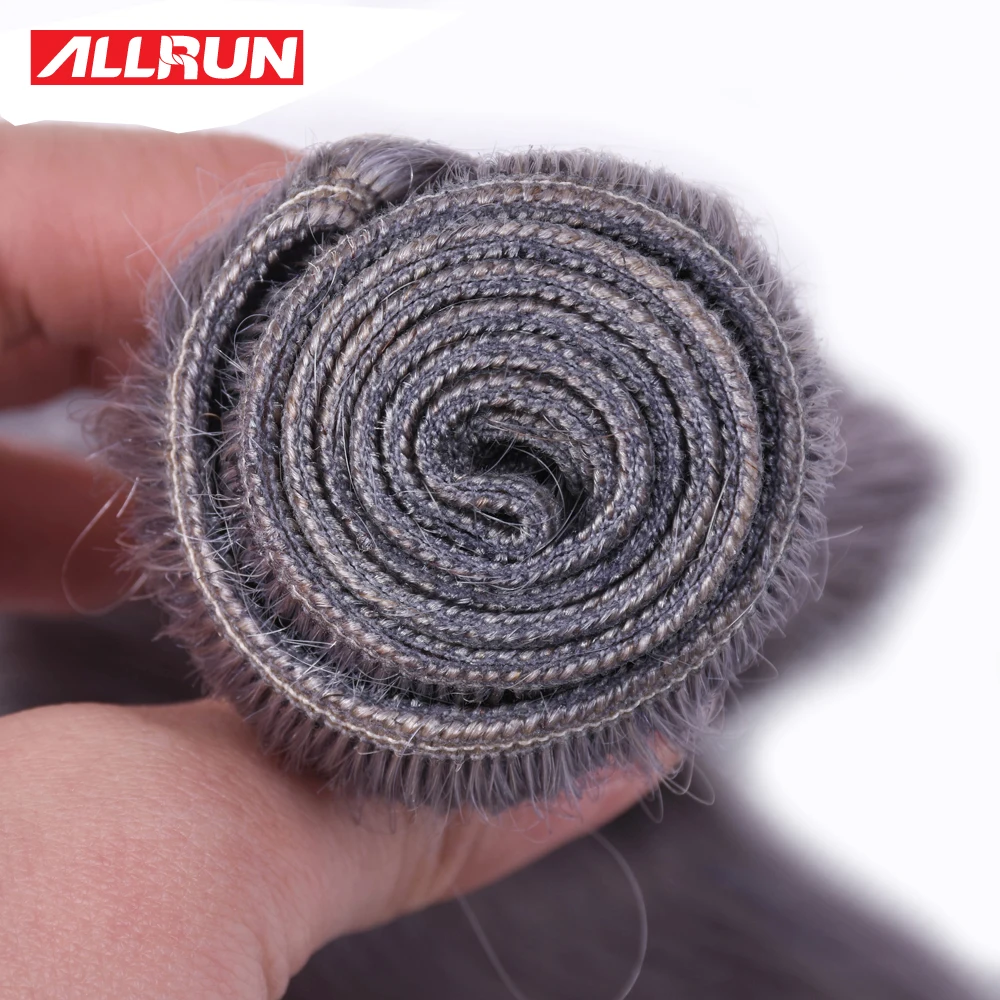 Flash Deal Pre-Colored Pure Grey Human Hair Weave with Frontal Allrun Brazilian Body Wave Remy Hair 3 Bundles With 13*4 Lace Closure Deals 2