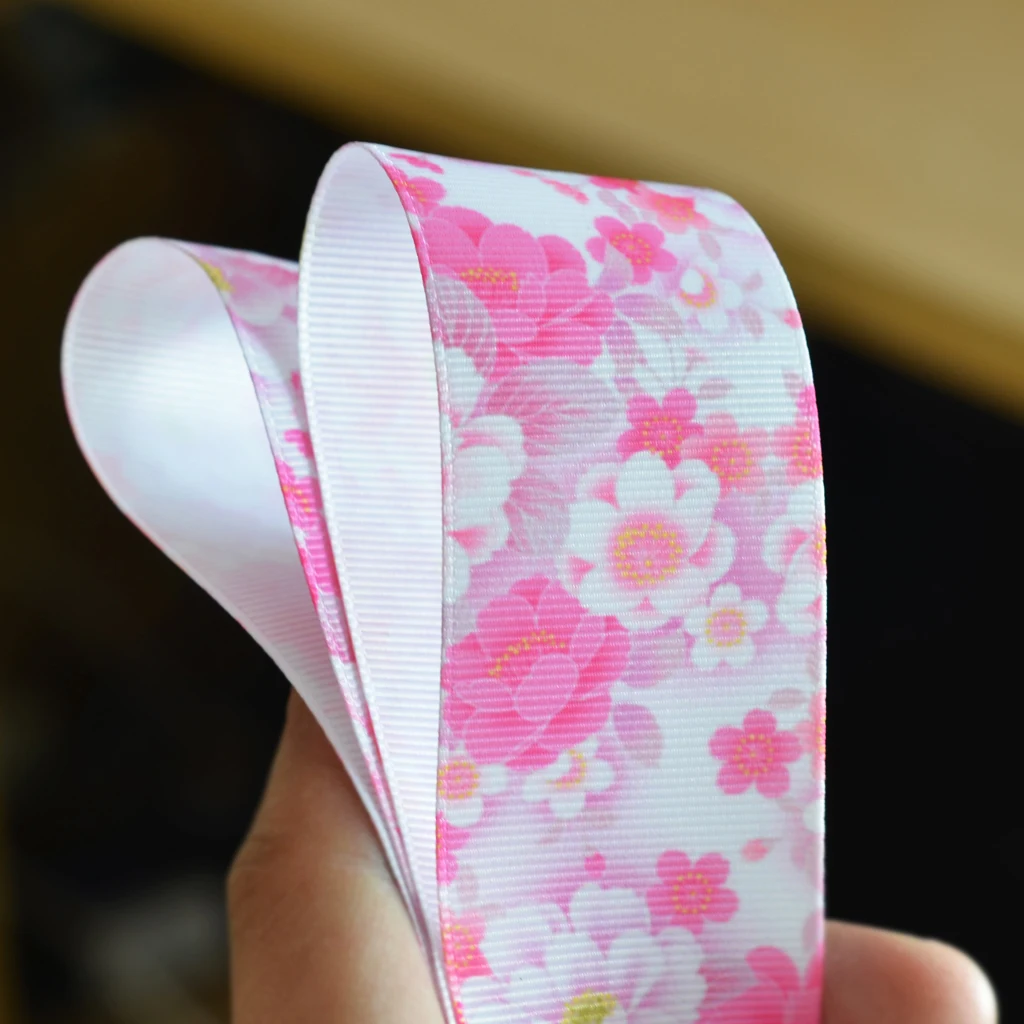 4pcs 1 Yard Japanese Sakura Grosgrain Ribbon Trim for Sewing Decoration 4cm