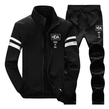 Мужской спортивный костюм, теплый Модный комплект спортивной одежды, мужской весенний Повседневный Кардиган с длинным рукавом, спортивные костюмы с принтом, M-4XL Мужской комплект черного цвета