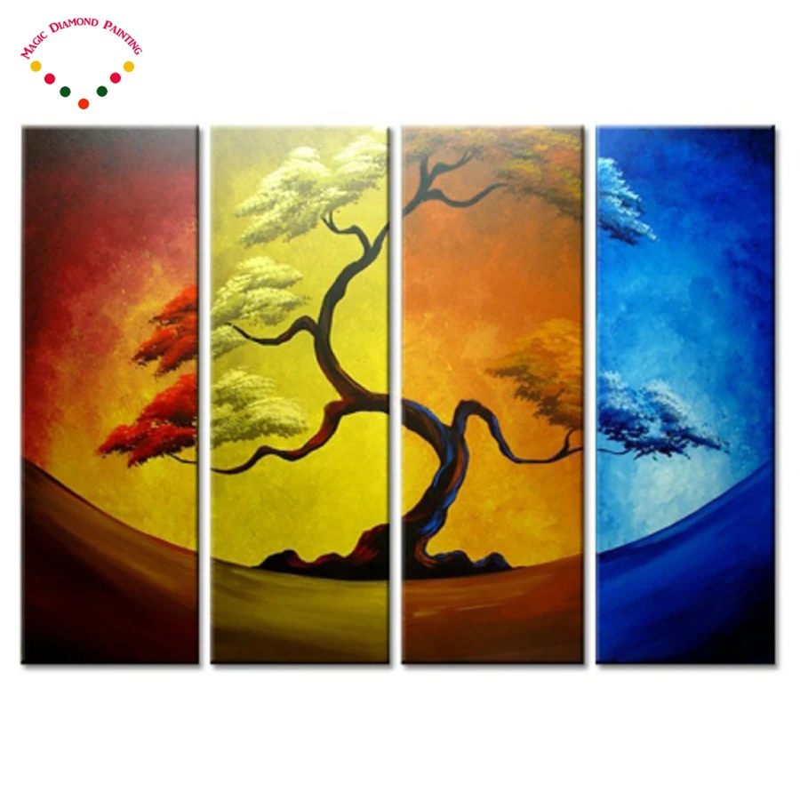 4 шт. DIY 5D алмазная вышивка алмаз живопись Four Seasons деревья Вышивка крестом полный