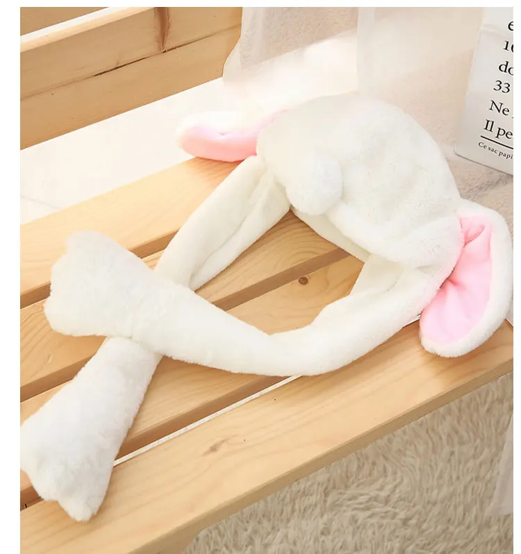 rabbit hat ear move moving rabbit hat ear hat toy white rabbit hat winter hat animal winter hats for women kids girls  (8)