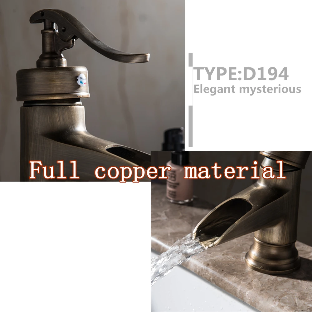 European antique bathroom sink basin faucet retro Single hole basin faucet vintage Brass water tap hot and cold Mci3
