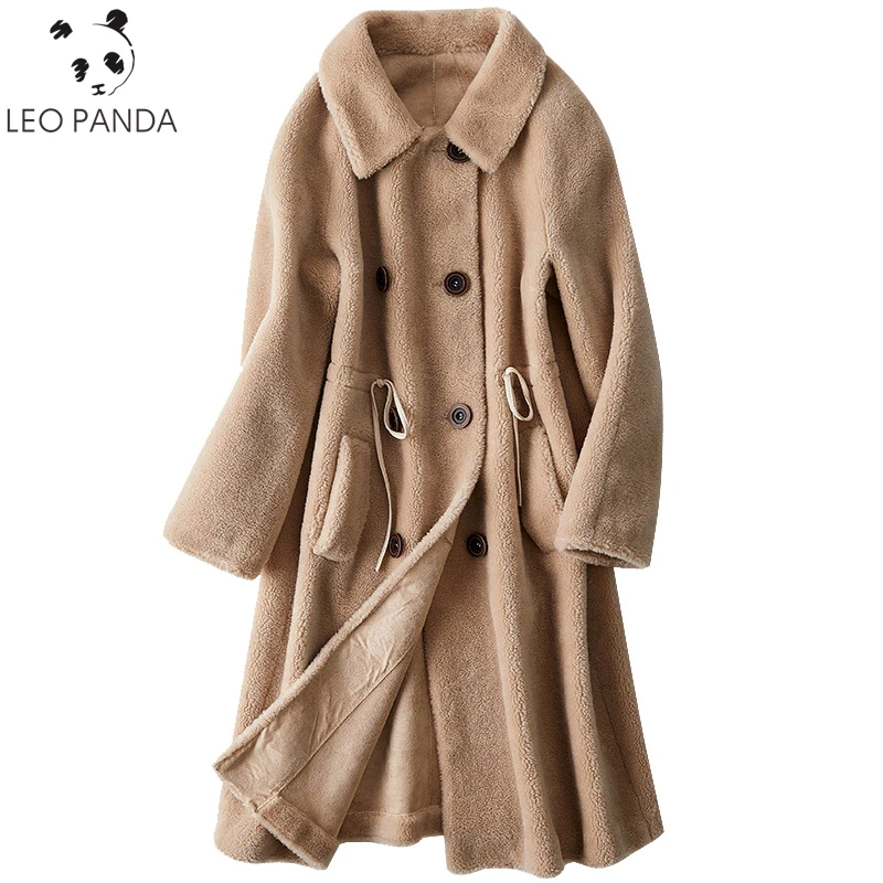 

Sheep Shearling Jacket Real Fur Coat Female 2018 New Winter Natural Wool Fur Jackets Women Suede Leather Liner parka Overcoats