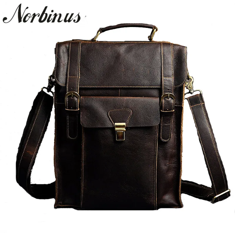 

Norbinus Men's Backpacks Genuine Leather Shoulder Bag Male Laptop Computer Backpack School Bags for Teenager Boys Travel Bag
