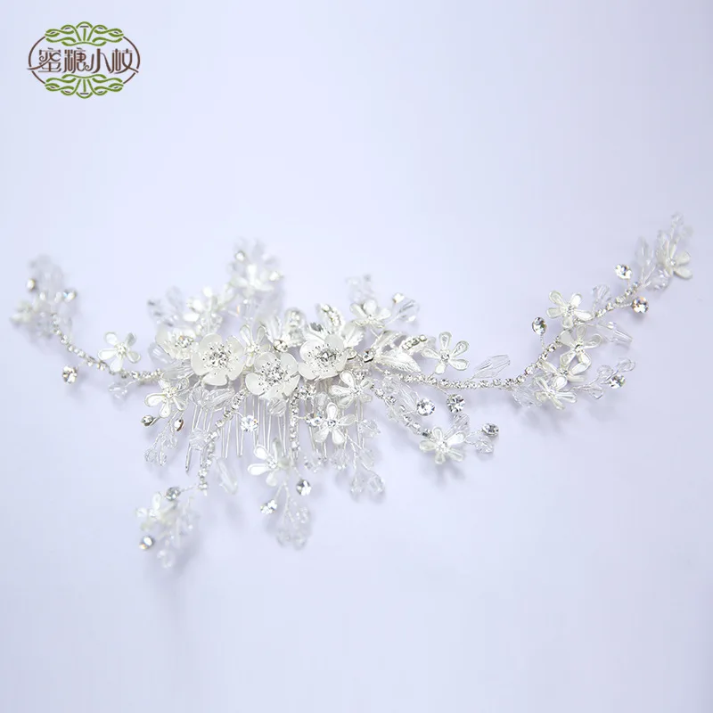 silver S8153 NPASON Original Design Pure Handmade Bride Hair Comb Bride Headdress Euro-American Marriage Jewelry - Окраска металла: silver