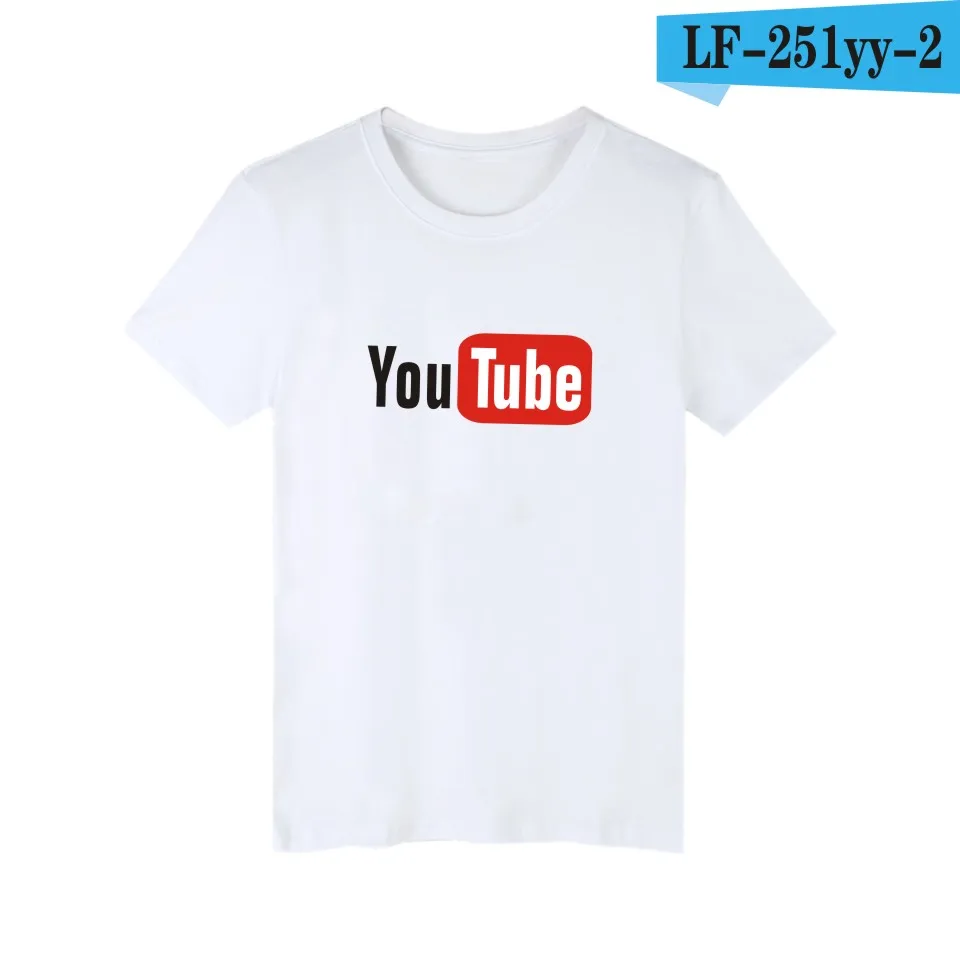 Летняя модная футболка с логотипом Youtube, мужские и женские футболки с принтом, Повседневная футболка, футболка с коротким рукавом, топы размера плюс 4XL - Цвет: white