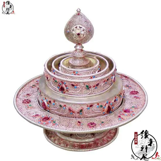 

Nepal/White copper delicate brushed stone mandala plate