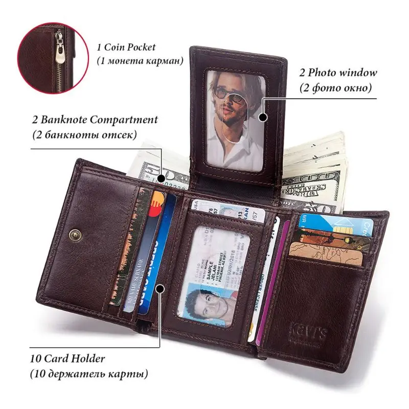 Премиум Новинка Блокировка Натуральная кожа Мужская RFID ID кредитный держатель для карт кошелек бумажник короткие наличные портмоне