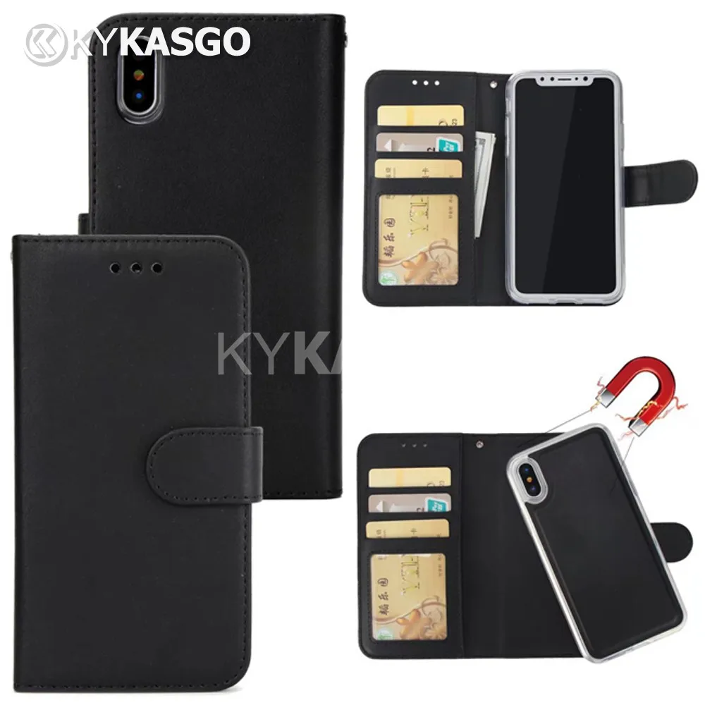 500pcs 2 in 1 Magnetic Detachable Leather Wallet Case For iPhone X 8 7 6 6S Plus Magnet Removable Retro Ultra Slim Cover | Мобильные