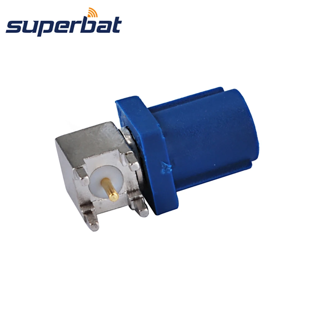Superbat Fakra C Blue/5005 Plug Male PCB Mount Right Angle for Car GPS Telematics or Navigation Antennas Connector Pionner JVC