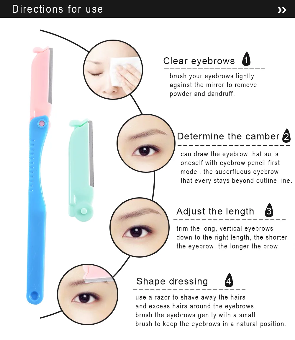 AMEIZII Portable Eyebrow Trimmer Facial Face Blades Razor Remover Hair Shaver Epilator Eyebrow Scissors Makeup Cosmetic Tools