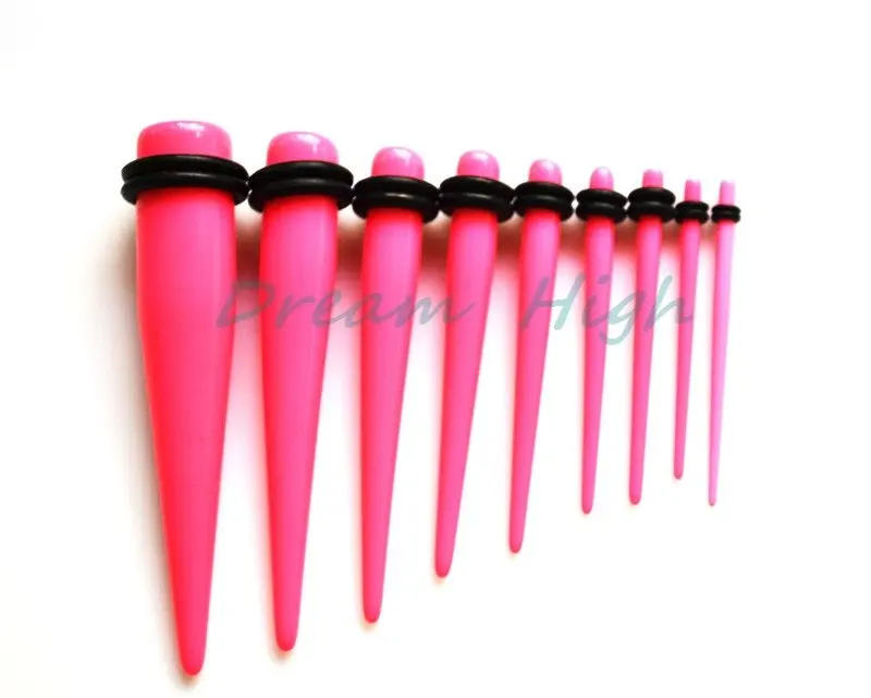 Fancy Pink Color Ear Piercing Taper Stretcher Body Jewelry Ear Tapres