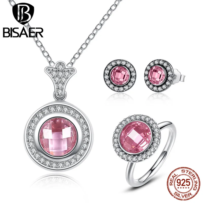 

BISAER Original Genuine 100% 925 Sterling Silver Jewelry Set Brilliant Legacy Jewelry Sets Sterling Silver Jewelry HPS034