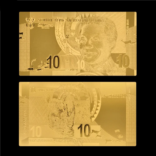 Африканская валюта 24 k золото банкнота 200 Rand Южная Африка Реплика сбор бумажных денег и подарочные сувениры - Цвет: 10 Rand