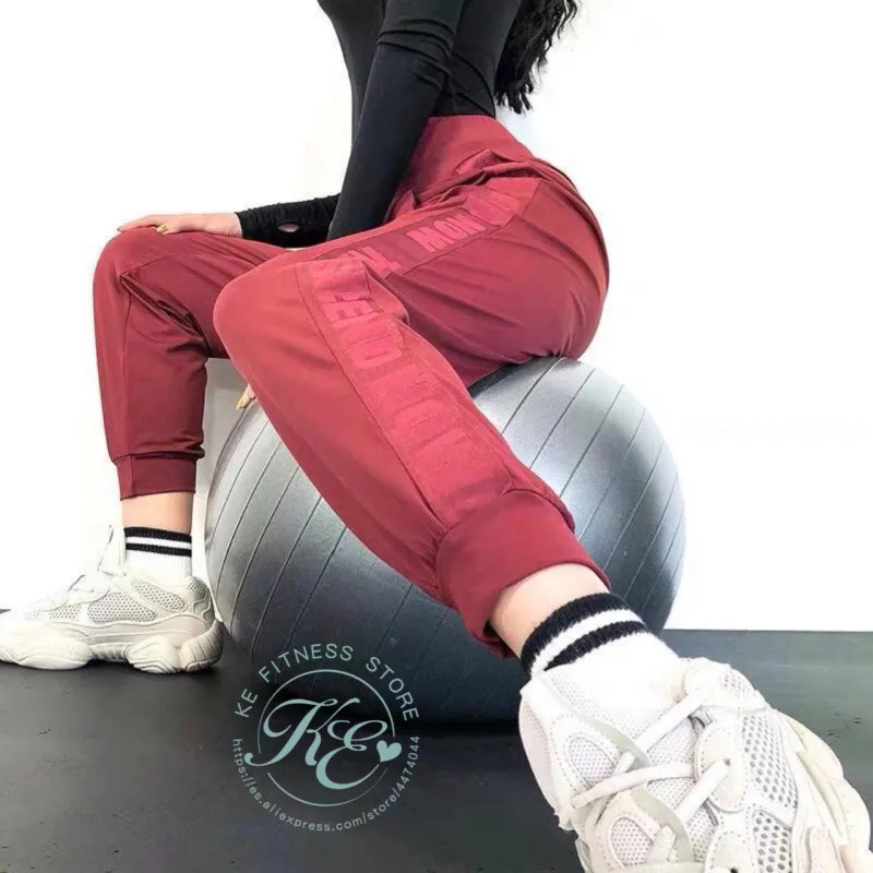 KE Pantalones de deporte mujer фитнес хипстер улица Рохо Негро ajustado tobillo con cordon cintura elastica брюки женские спортивные