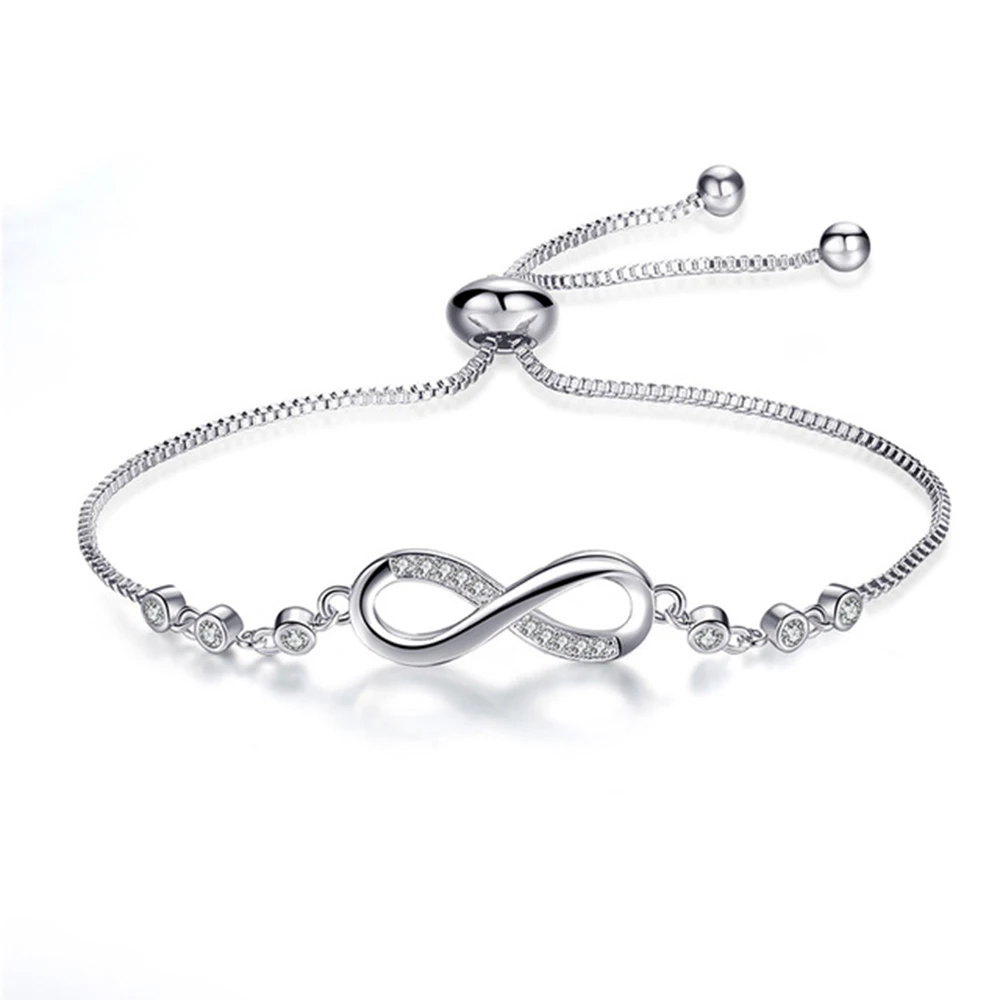 

chain link charm infinity bracelet charms female femme friendship bracelets for women stainless steel jewelry accessories zircon