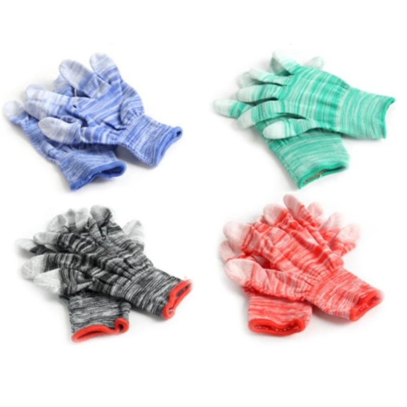 Антистатические перчатки антистатические электронные рабочие перчатки с полиуретановым покрытием с покрытием ладони, противоскользящие для защиты пальцев, 1 пара - Цвет: Random Color