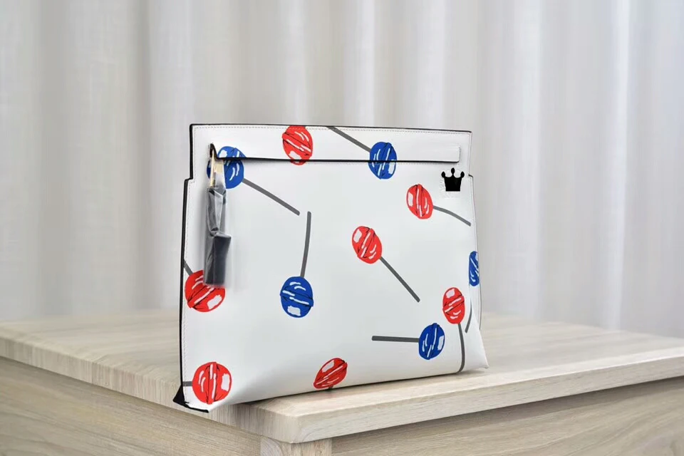 

Italian leather making fine screen printing colorful lollipop hand caught