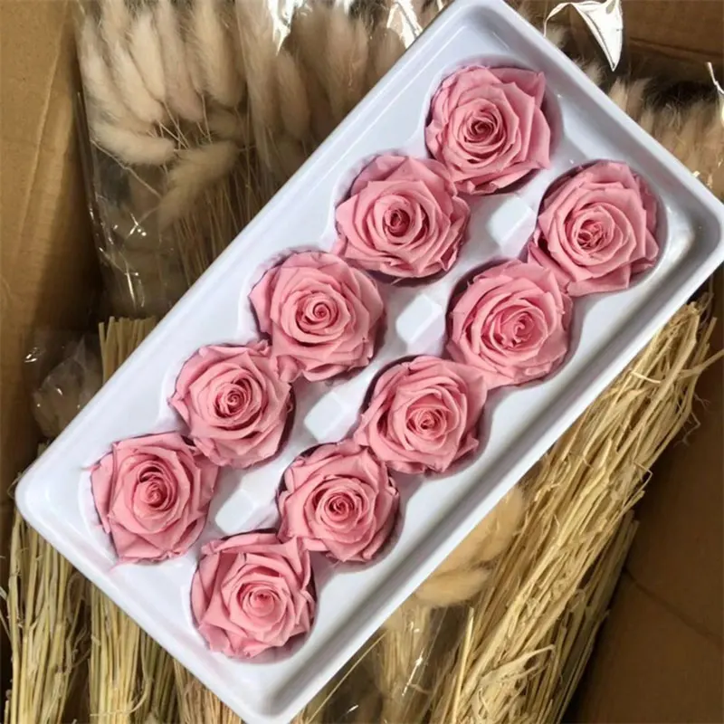 

1 box 10 heads Flowers High Quality Preserved Flowers Flower Immortal Rose 4CM diameter Eternal Life Flower Material gift box