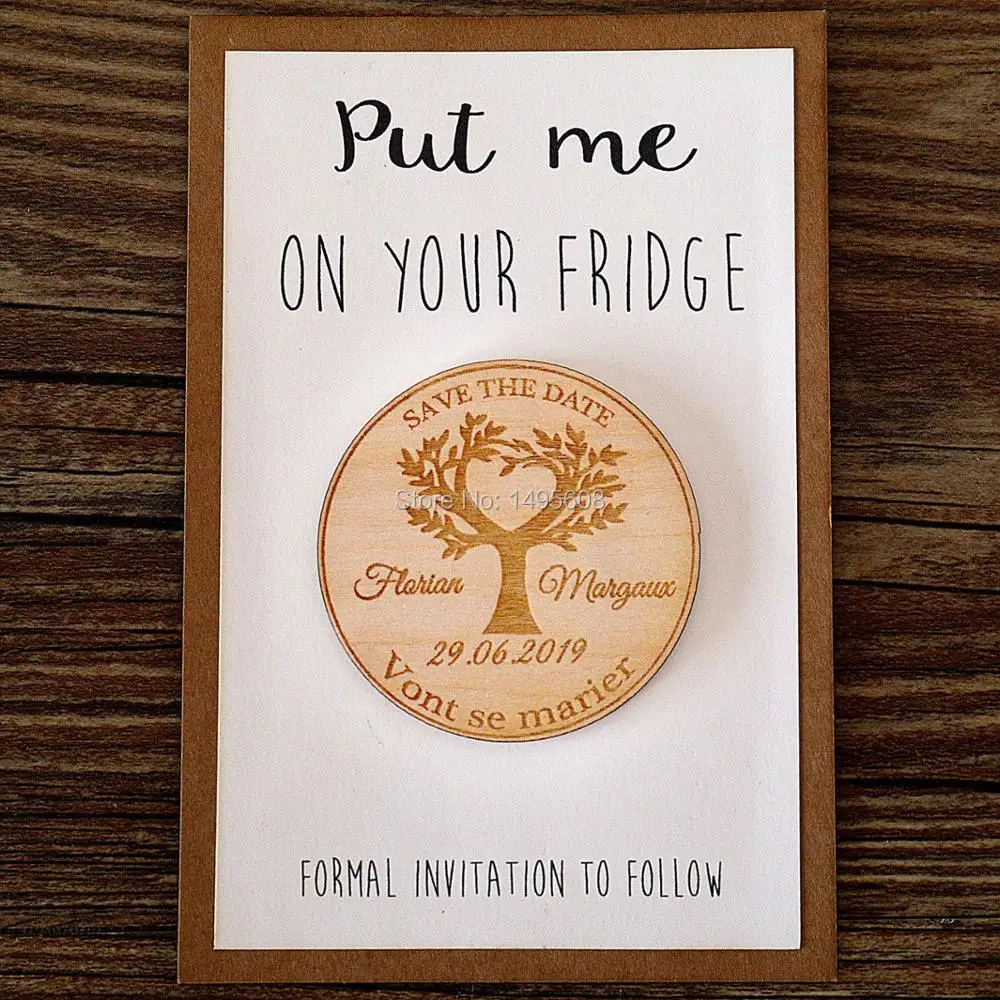  Wedding save the date with tree wood save the date magnet Wedding magnets Custom wooden invitation  - 32829807272