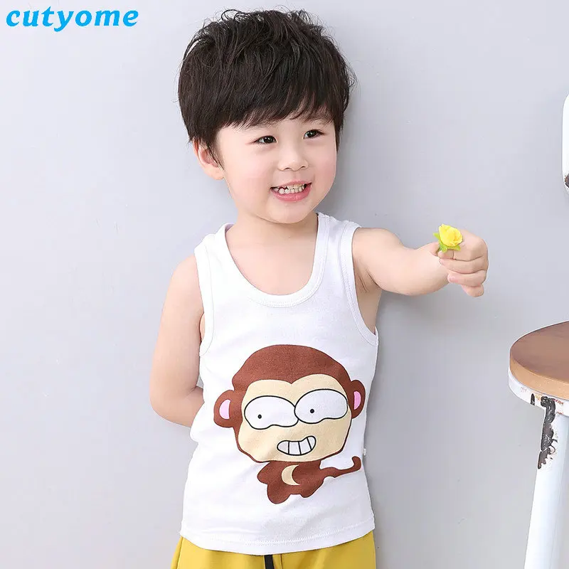 Cutyome 2pcslot Kids Boys Girls Cotton T-shirt Sleeveless Animal Printed Top Tee Children Clothing Baby Boy Girl Clothes 1-4Y (29)