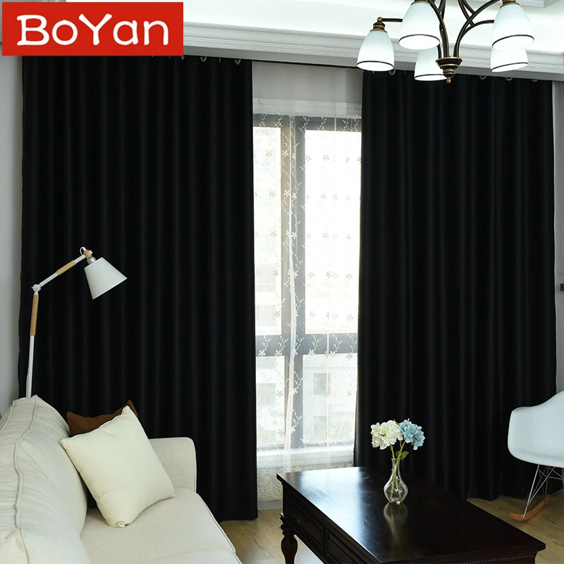 cortinas largas gruesas opacas para dormitorio tratamiento de cortinas para sala de estar color negro 98