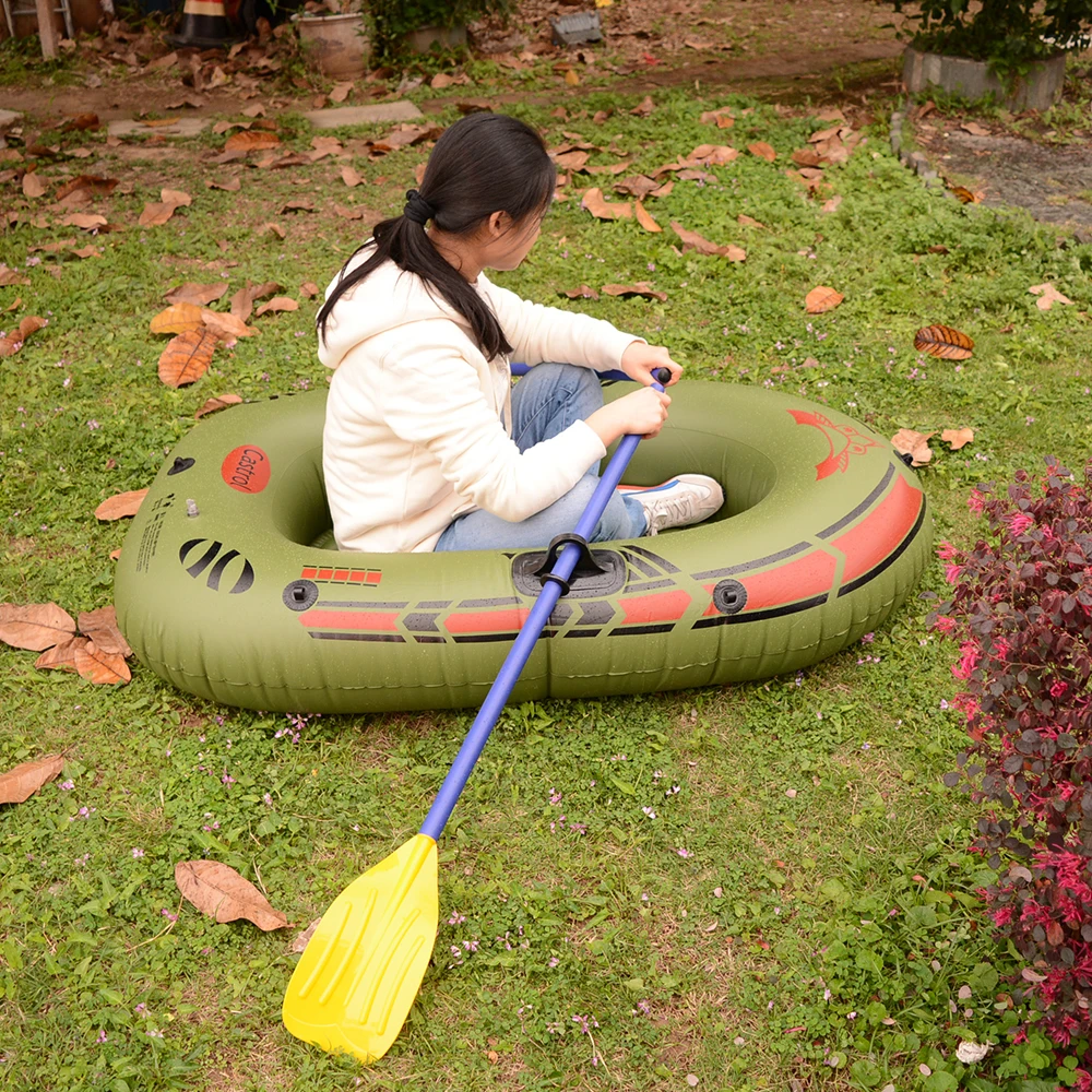 One Person Rowing Boat Inflatable Single Kids Portable Boat High Strength PVC Rubber Fishing