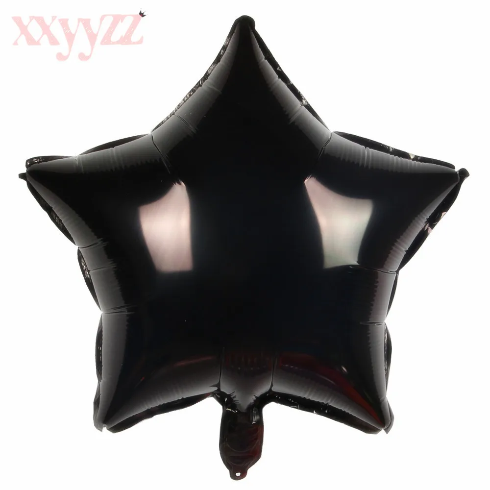 XXYYZZ 18 дюймов Звездные воздушные шары из фольги 45 см пятиконечные Звездные шары мерцающие и блестящие товары для декорации вечеринок на день рождения, свадьбу - Цвет: Черный