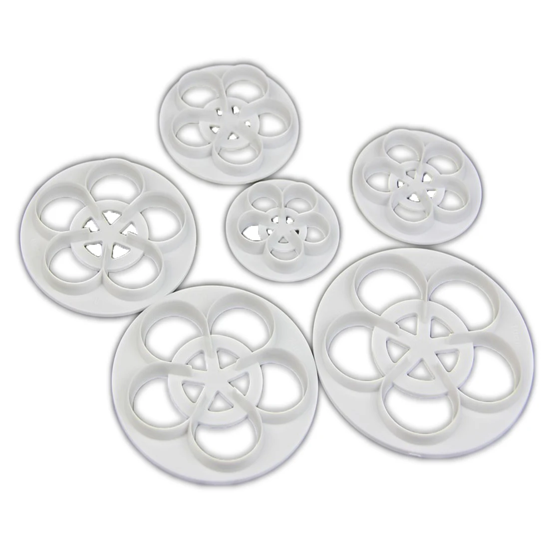 

Fashion 6PCS/SET Fondant Cake Sugarcraft Rose Flower Decorating Cookie Mold Gum Paste Cutter Tool White