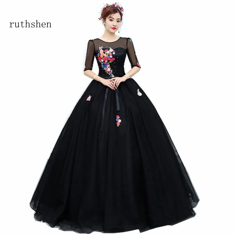 Ruthshen Black Prom Dresses 2022 Nieuwe Goedkope Baljurk Halve Mouwen