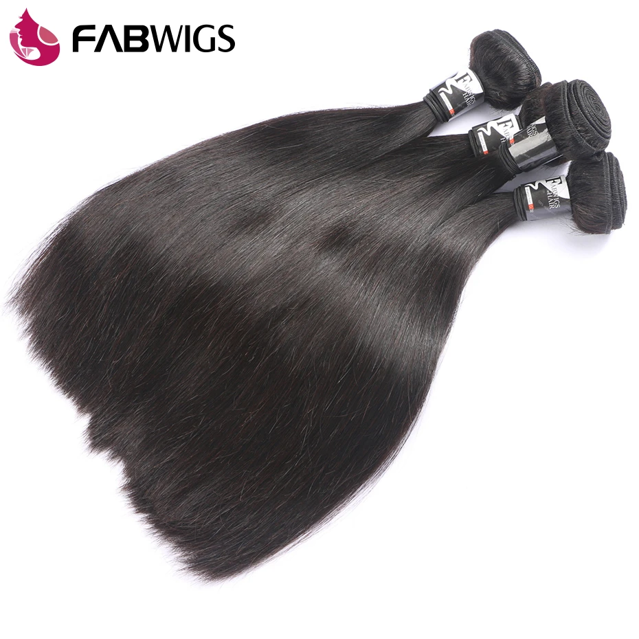 Fabwigs волосы Бразильская кожа натуральный цвет 3 пучка человеческие Remy