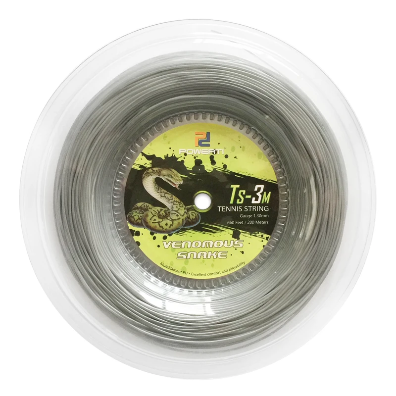 Powerti 1.35mm Tennis String SNAKE Nylon Soft Control Tennis Racket Training String 200m Reel 56-59 Pounds TS-3M