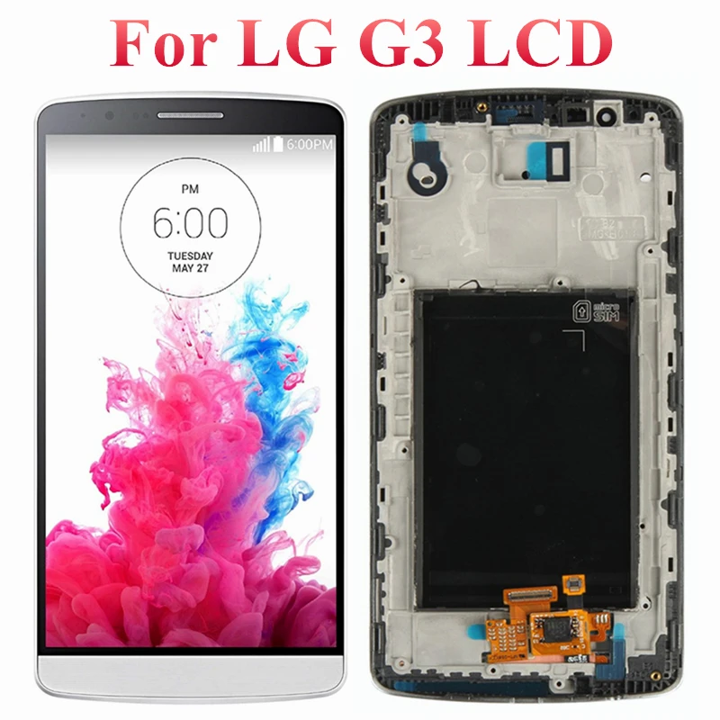 

With Frame For LG G3 D850 D851 D855 LCD Display Touch Screen Digitizer Assembly Replacement Parts Free tools 100% Tested