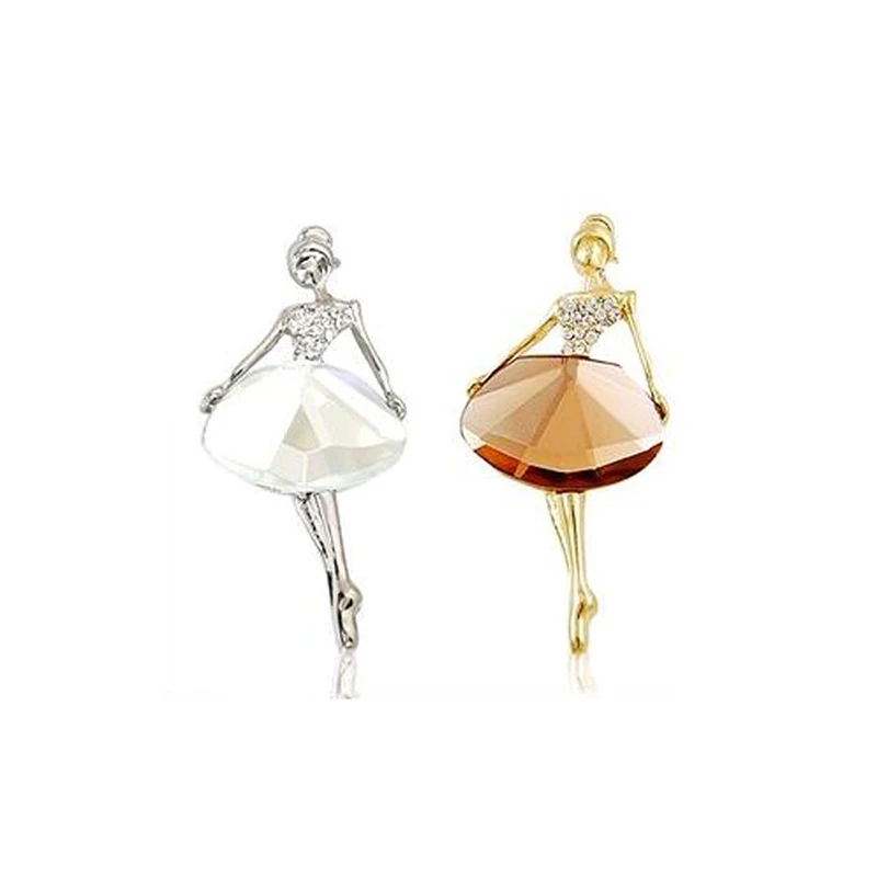 

1PC Ballerina Princess Brooch Bling Gem Ballet Brooch Vintage Exquisite Brooches Girl Women's Fashion Jewelry 2018 New