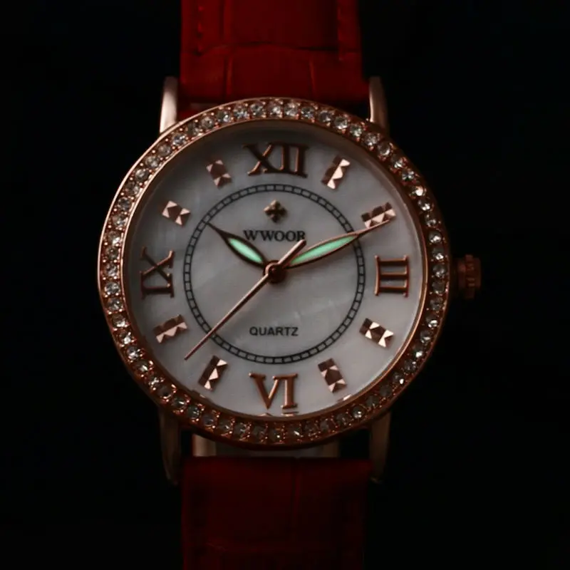 Брендовые женские кварцевые часы WWOOR винтажные relogio feminino с кристаллами|shell|shell