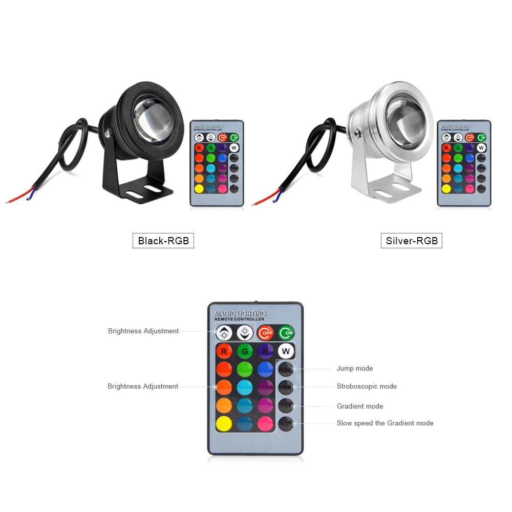 Водостойкий 10 Вт AC12V-24V пульт дистанционного управления RGB Светодиодный прожектор лампа для ландшафтного фонтана пруда подсветка для бассейна