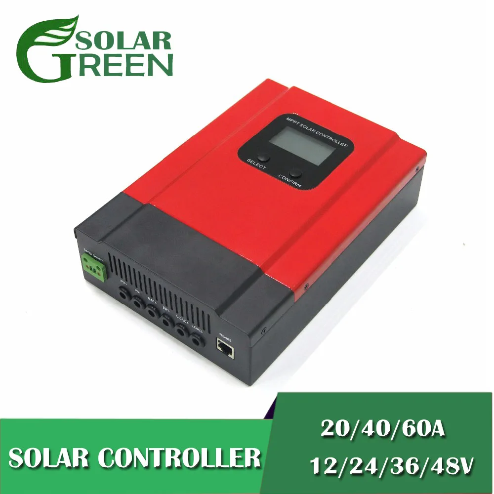 

20A 40A 60A MPPT Solar Charge Controller 12V 24V 36V 48V Auto LCD Display Sealed Gel Nicd Li charge Battery