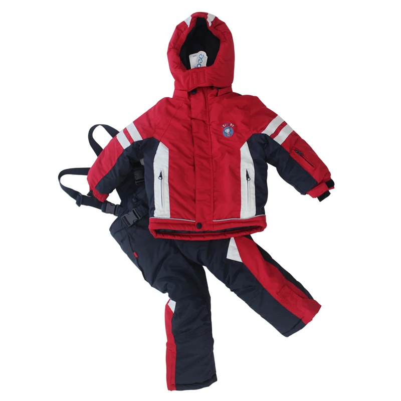 

2017 Winter Boys Ski Sets Windproof Red Jacket Pants 2 Pieces Tracksuits for Children Waterproof Warm Kids Snow Ski Suits