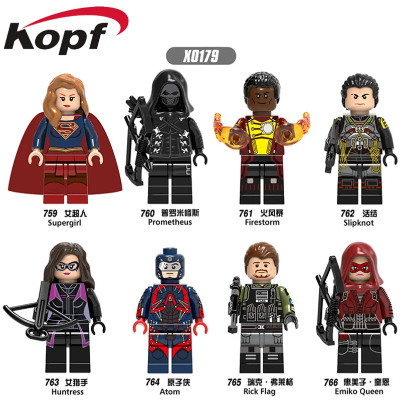 

Legoingly Super Heroes Supergirl Huntress Emiko Queen Prometheus Rick Flag Building Blocks Bricks Gift Toys For Children X0179